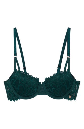 Savage X Fenty Savage Not Sorry Lightly Lined Lace Balconette Bra In Green