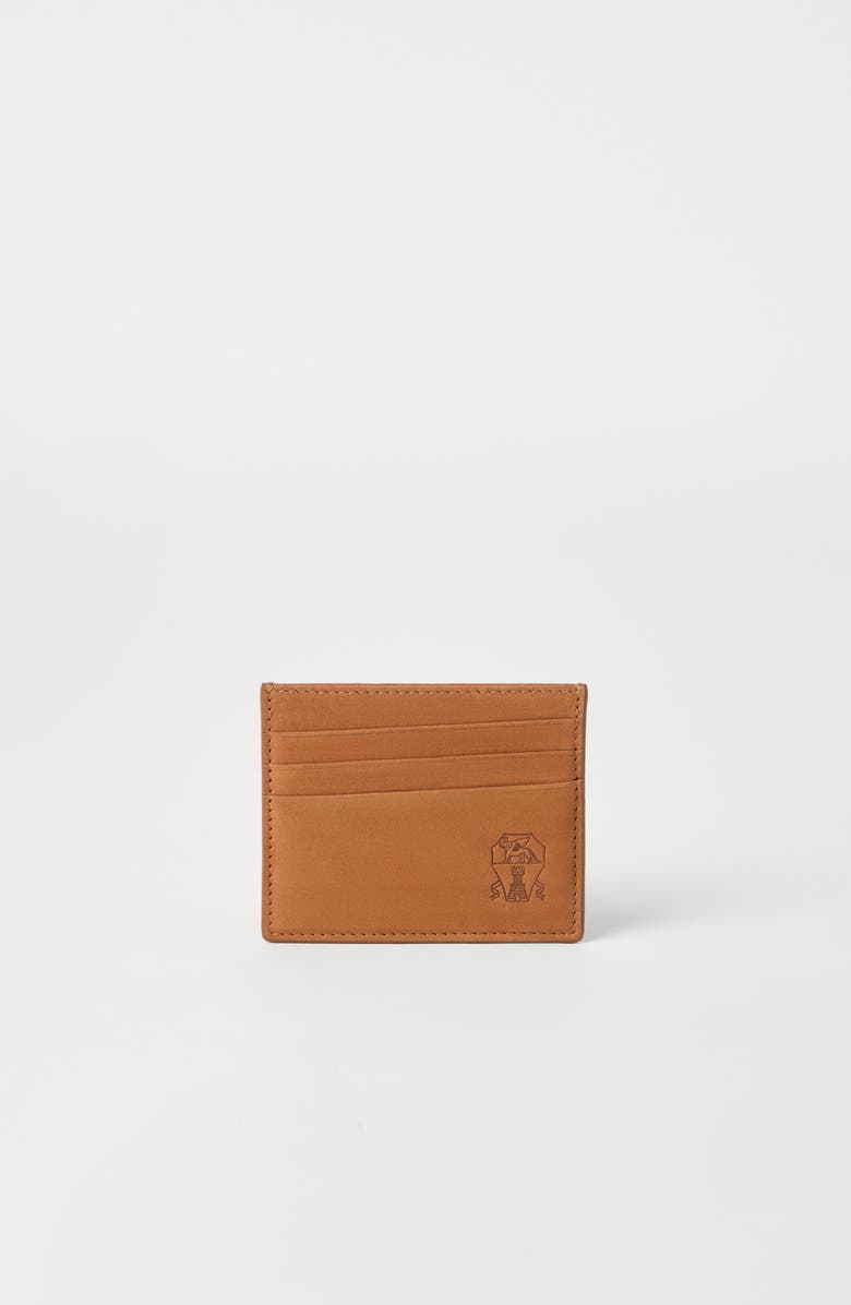 Brunello Cucinelli Nubuck card holder, Alternate, color, Natural