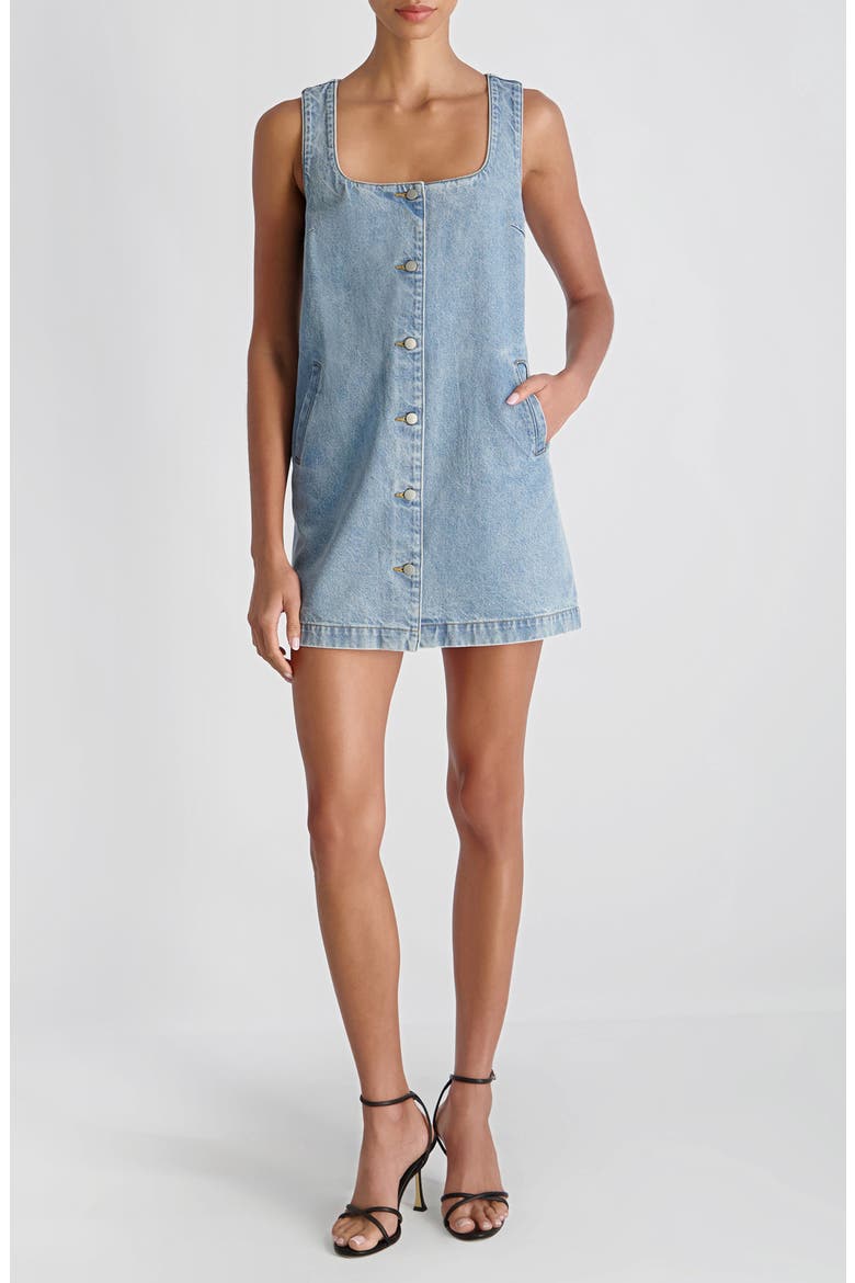 '90s Denim Minidress, Main, color, BLUE DENIM WASH