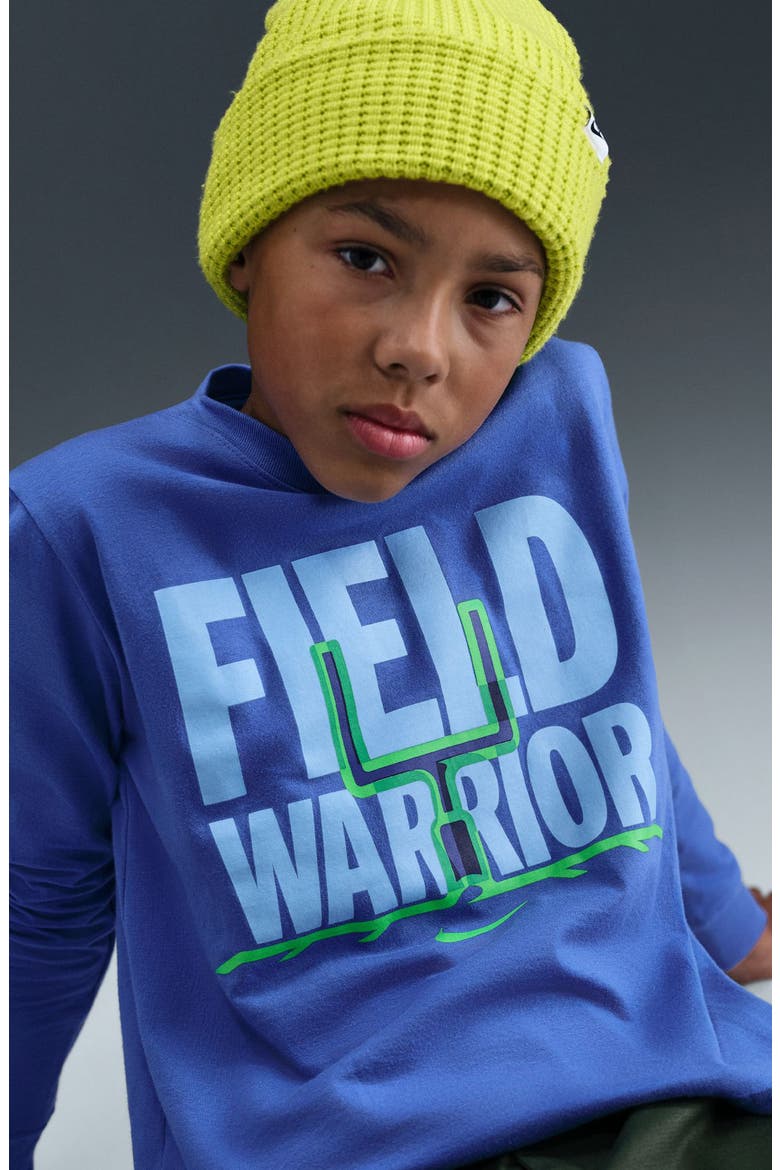 Kids' Football Long Sleeve Graphic T-Shirt, Alternate, color, COMET BLUE