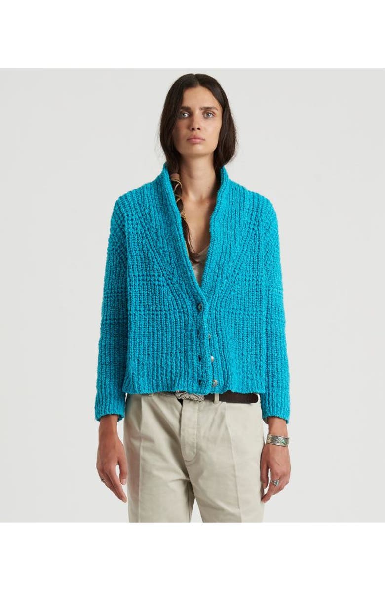 Fortela Navajo Style Open Knit Cardigan, Alternate, color, Turquoise