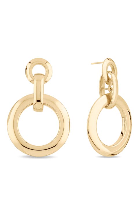 14K Yellow Gold Large Moveable Hoop Earrings