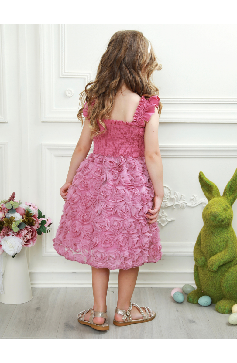 Mia Belle Girls Blush Garden Rosette Smocked Dress, Alternate, color, Pink