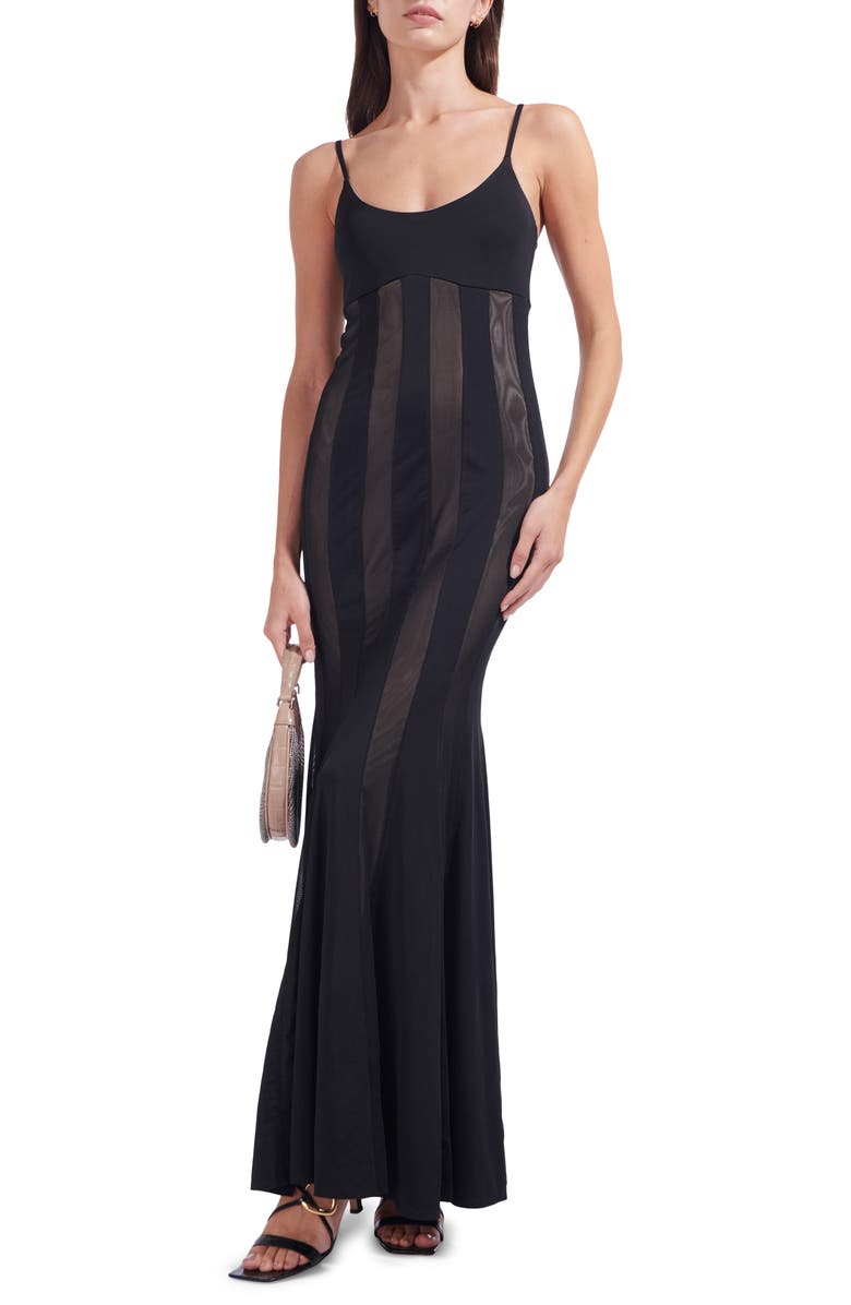 STAUD Lauren Mesh Stripe Maxi Dress, Main, color,
