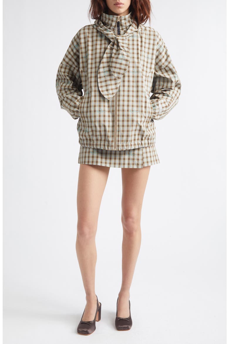 Eddy Plaid Jacket with Bonnet Hood, Main, color, BROWN MULTI
