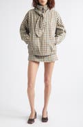 Sandy Liang Eddy Plaid Jacket with Bonnet Hood