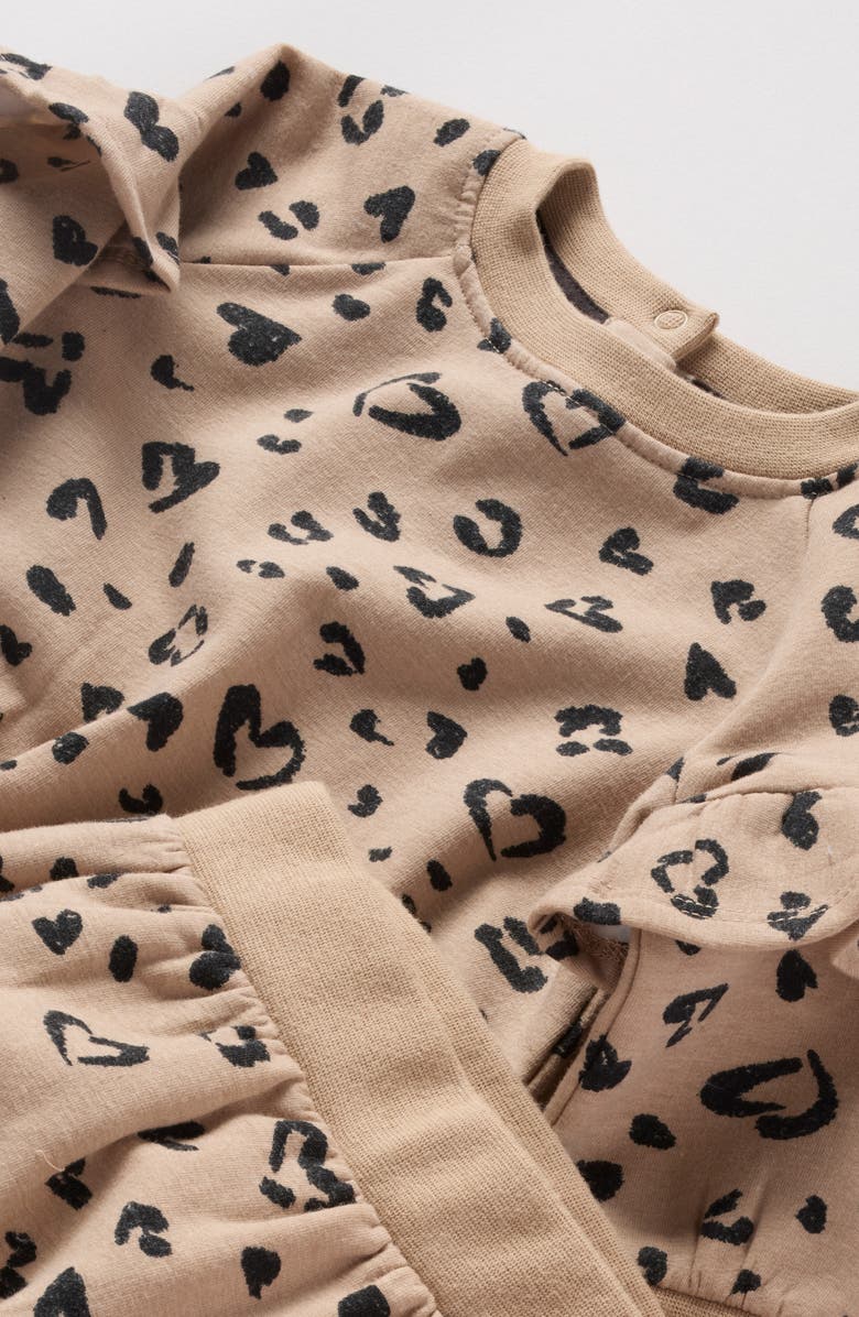Tucker + Tate Ruffle Trim Sweatshirt & Sweatpants Set, Alternate, color, Tan Natural Leopard Hearts