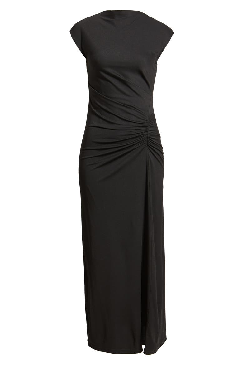 Milou Ruched Maxi Dress, Alternate, color, BLACK