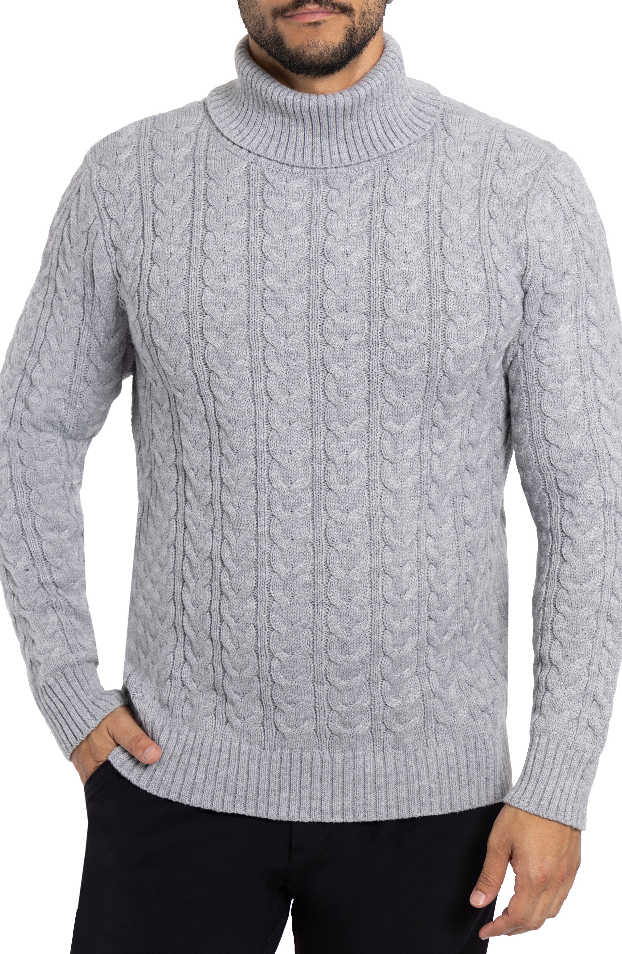 XRAY Cable Knit Turtleneck Sweater