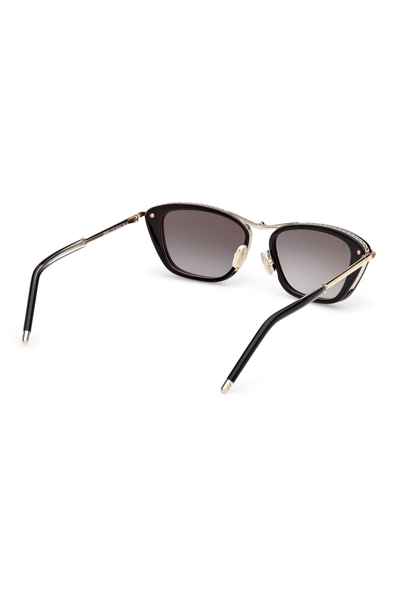 54mm Geometric Sunglasses, Alternate, color, BLACK / GOLD / ZEISS SMOKE