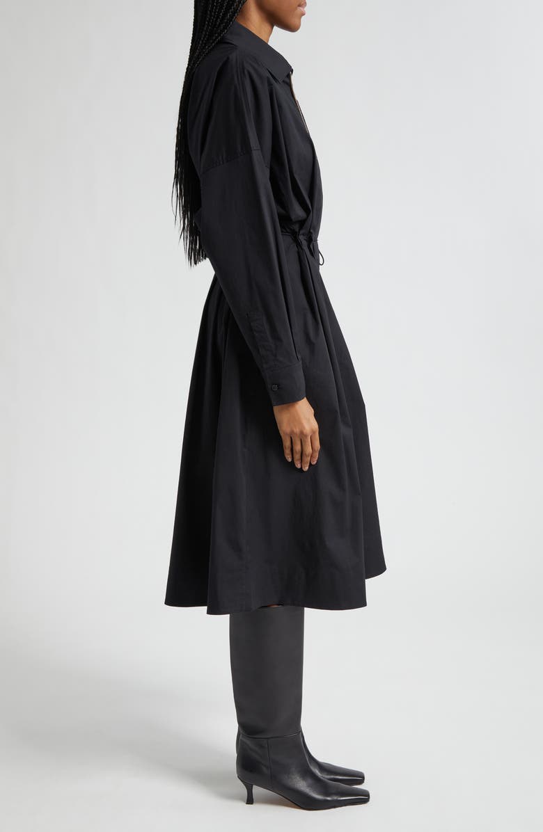 STAUD Chi Midi Shirtdress, Alternate, color, Black