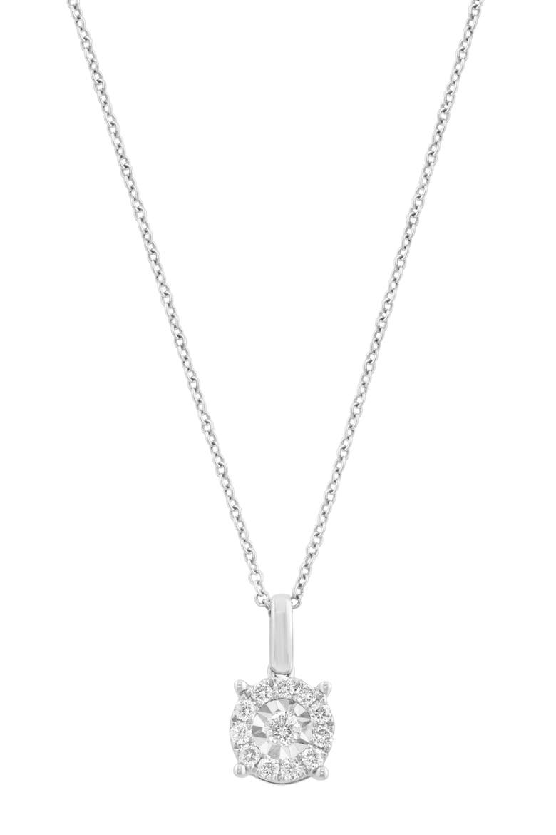Sterling Silver Diamond Round Pendant Necklace, Main, color, WHITE
