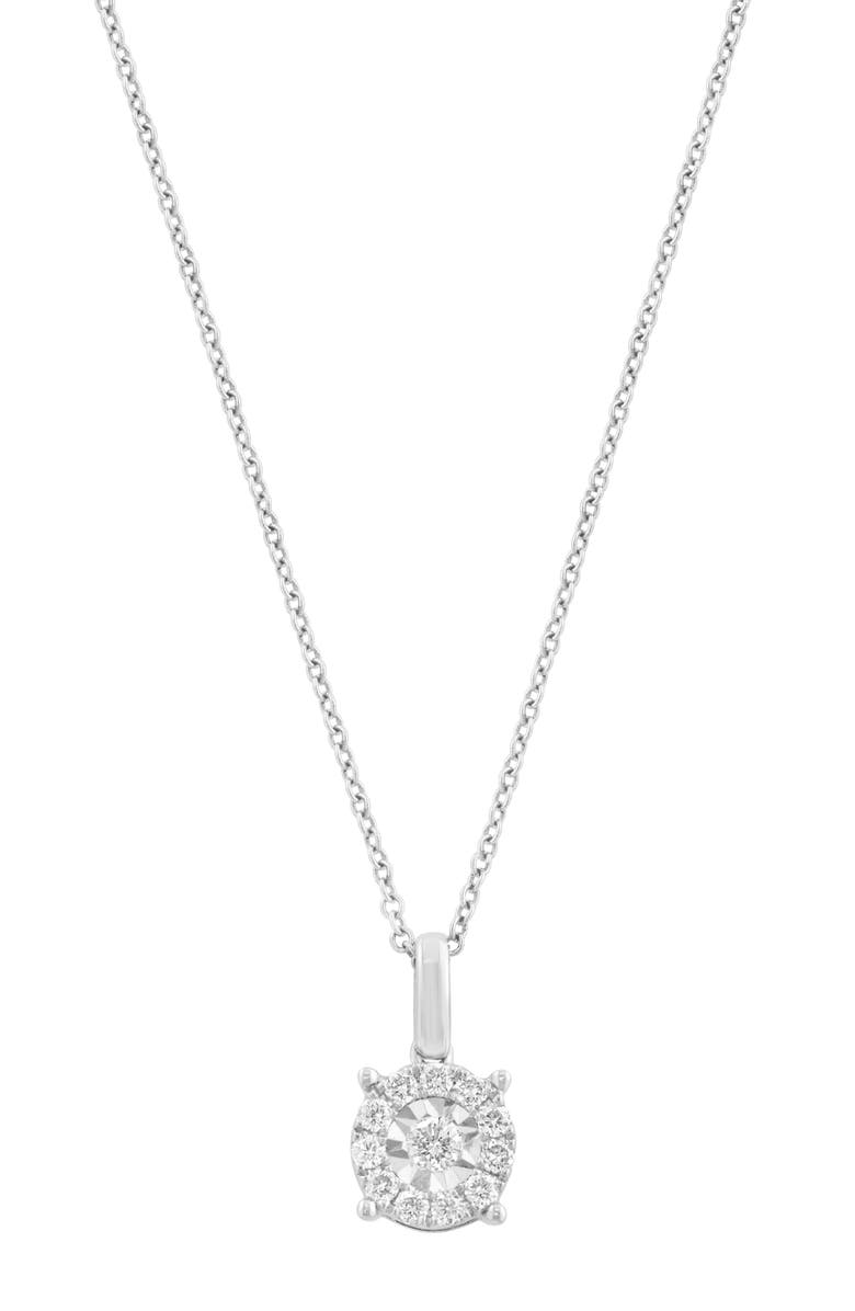 EFFY Sterling Silver Diamond Round Pendant Necklace, Main, color, White