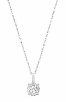 Sterling Silver Diamond Round Pendant Necklace