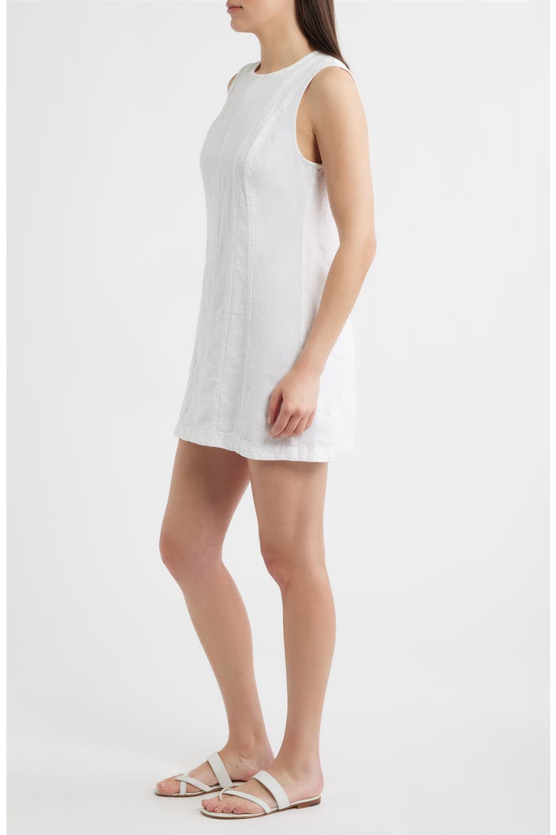 Seamed Sleeveless Linen Minidress, Alternate, color, WHITE