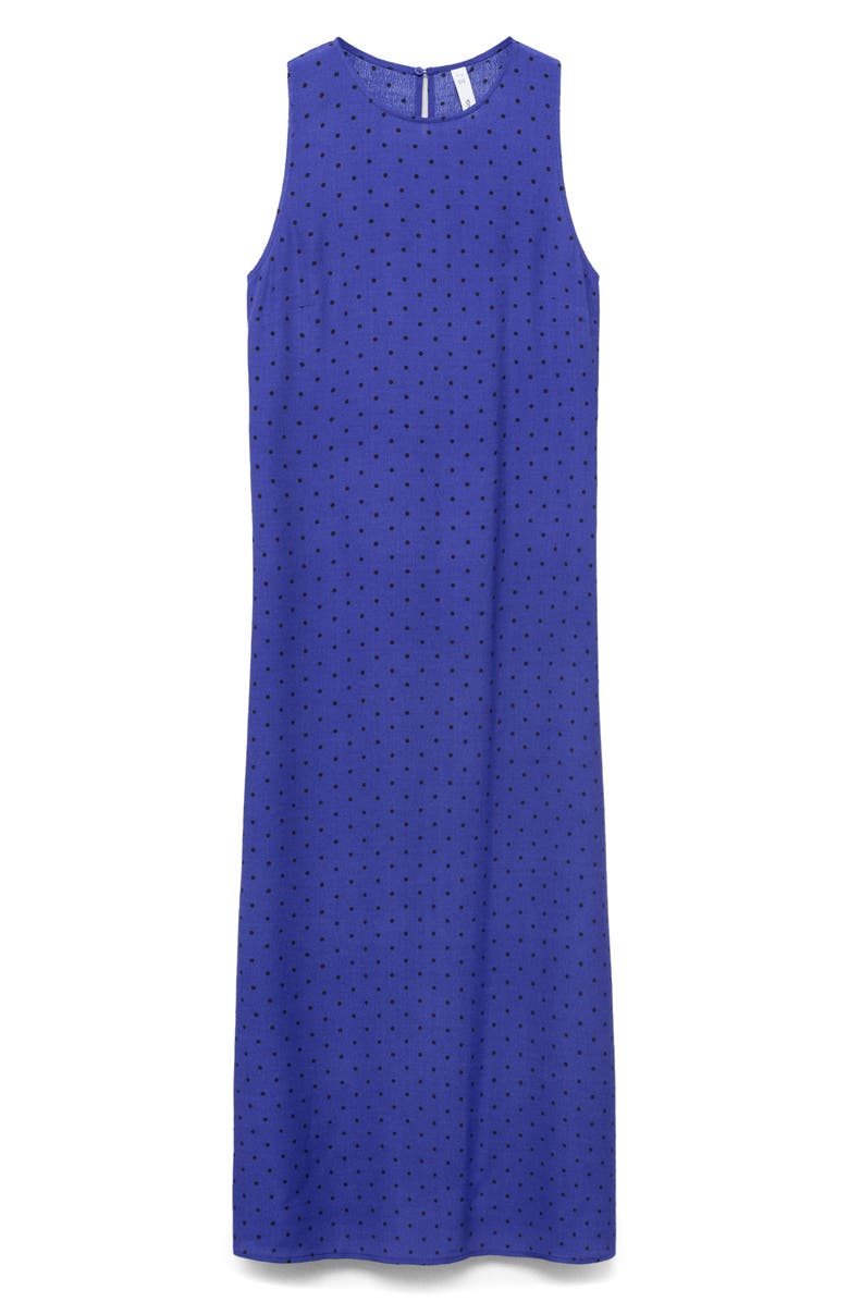 MANGO Polka Dot Sleeveless Midi Dress, Alternate, color, Blue