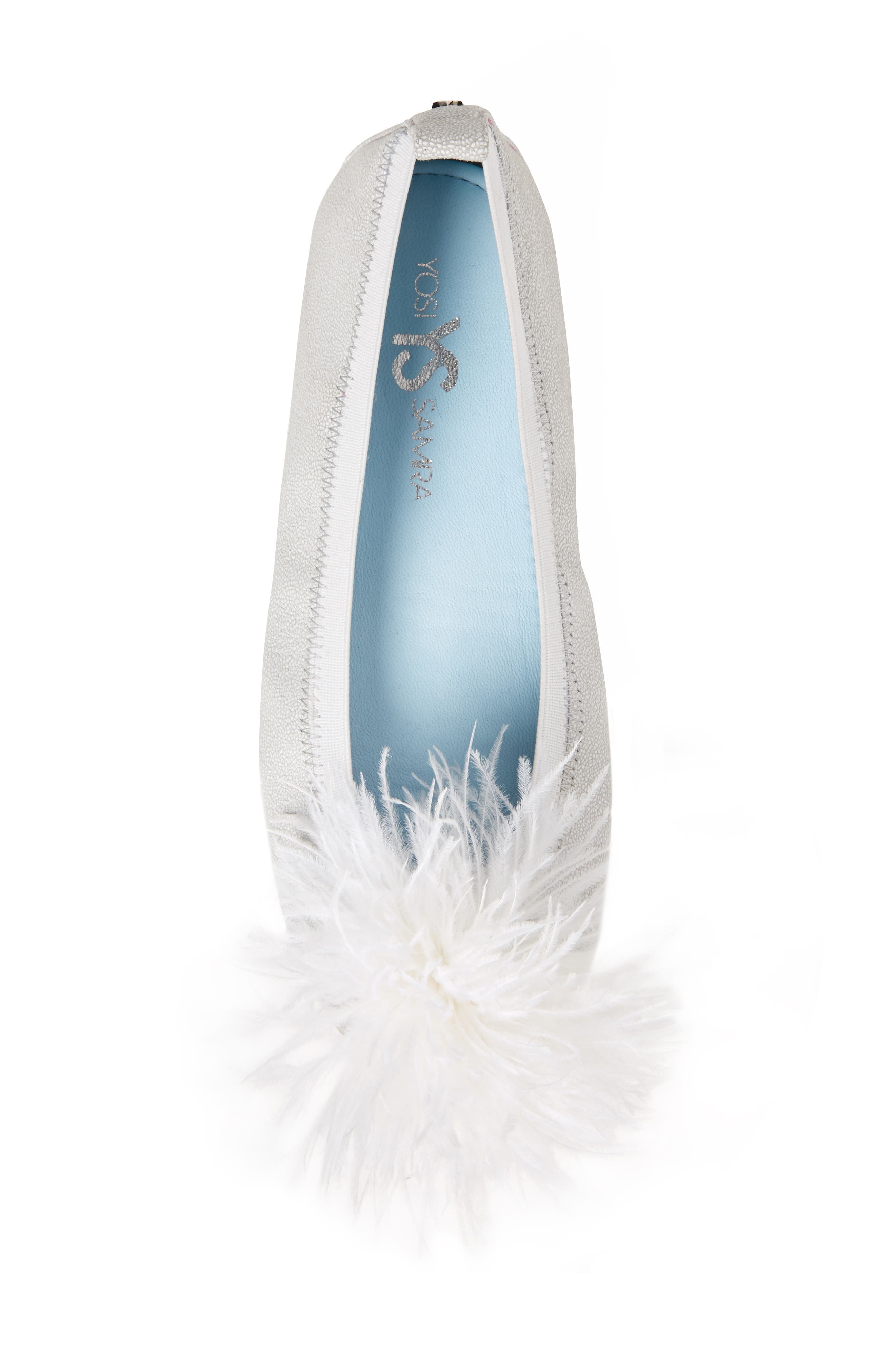 Yosi Samra Marabou Feather Pompom Flat, Alternate, color, 