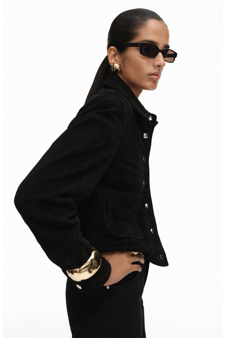 Suede Jacket, Alternate, color, BLACK