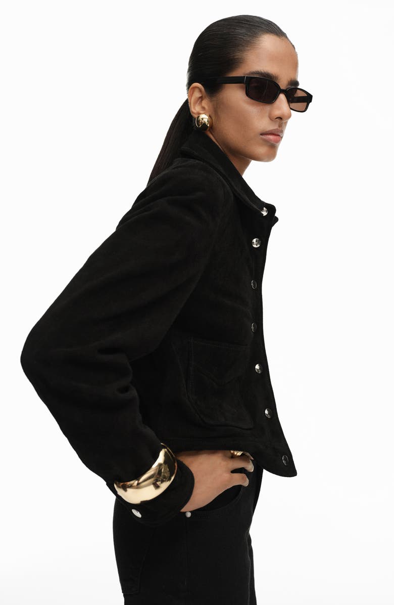 MANGO Suede Jacket, Alternate, color, Black