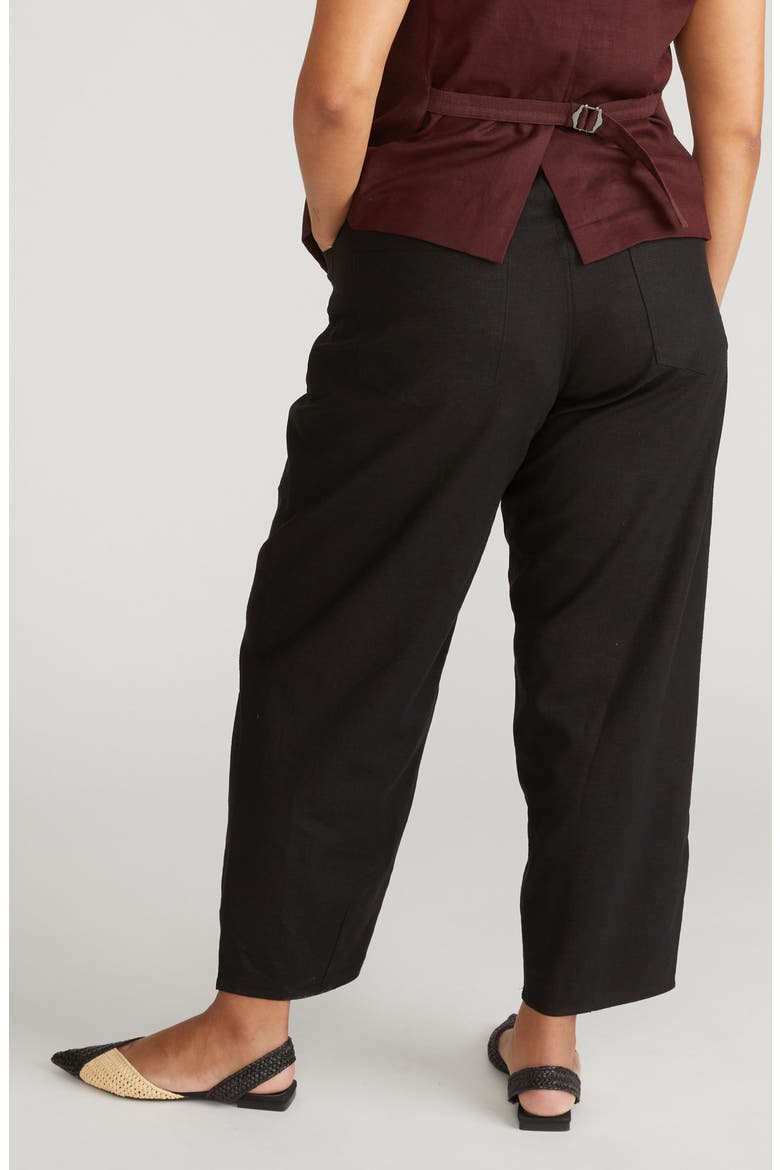 Lou High Waist Barrel Linen Blend Jeans, Alternate, color, BLACK