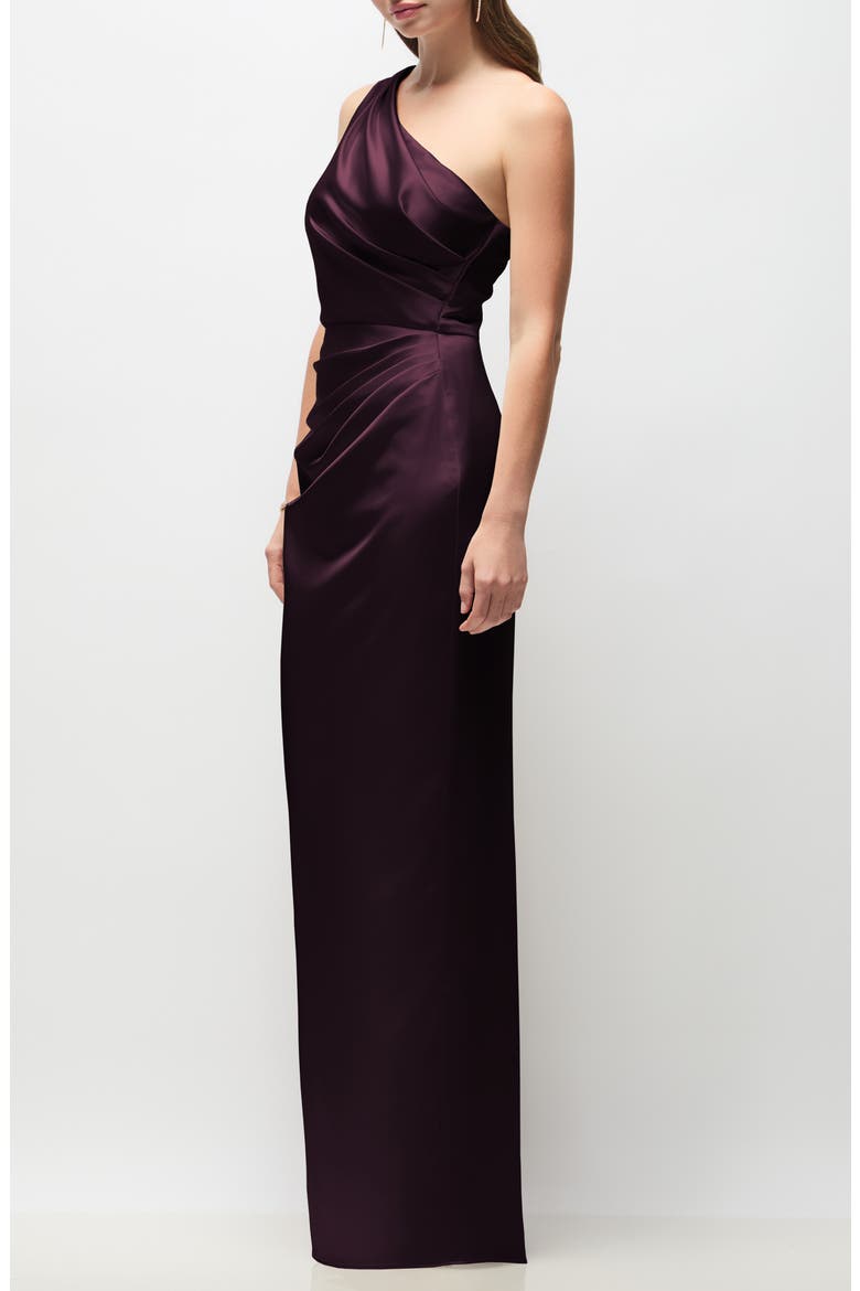 Malin One-Shoulder Charmeuse Gown, Alternate, color, DEEP PLUM