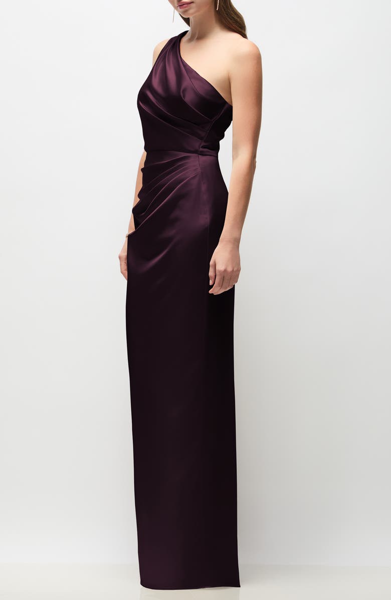 After Six Malin One-Shoulder Charmeuse Gown, Alternate, color, Deep Plum