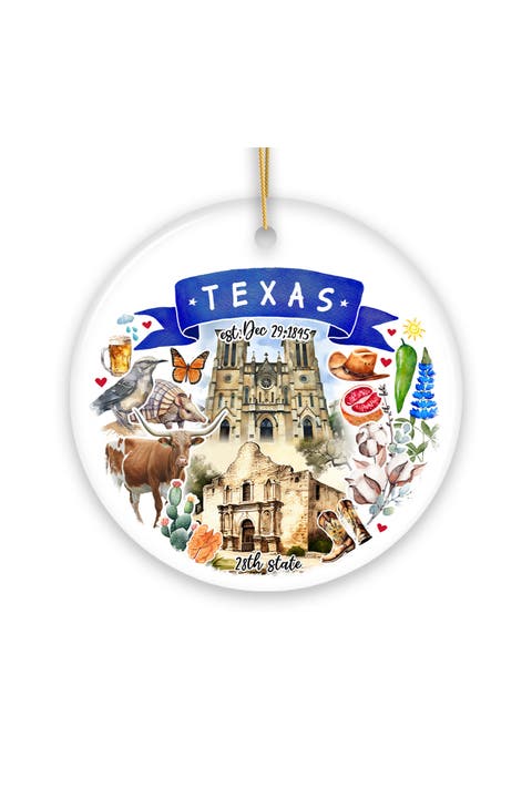 Texas Landmarks Round-shaped Ceramic Ornament