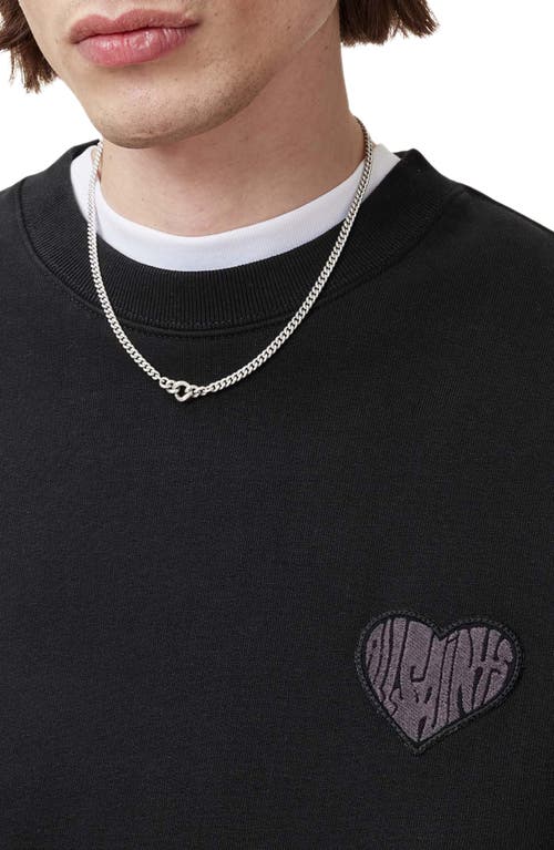 Allsaints Lover Heart Patch Relaxed Fit Sweatshirt In Washed Black