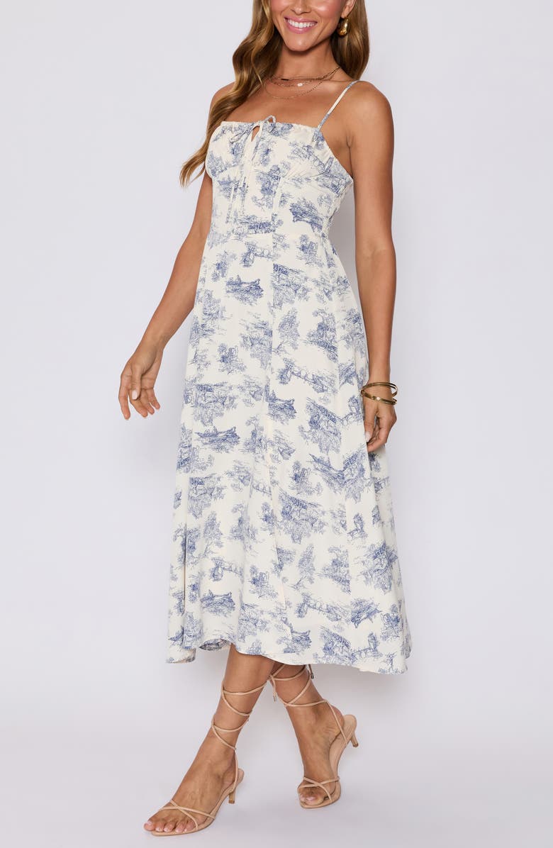 VICI Collection Jessie Fit & Flare Milkmaid Sundress, Alternate, color, Cream/ Blue