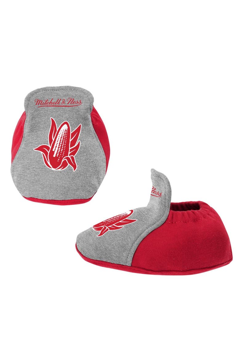 Infant Mitchell & Ness Scarlet/Heather Gray Nebraska Huskers 3-Pack Bodysuit, Bib and Bootie Set, Alternate, color, Scarlet