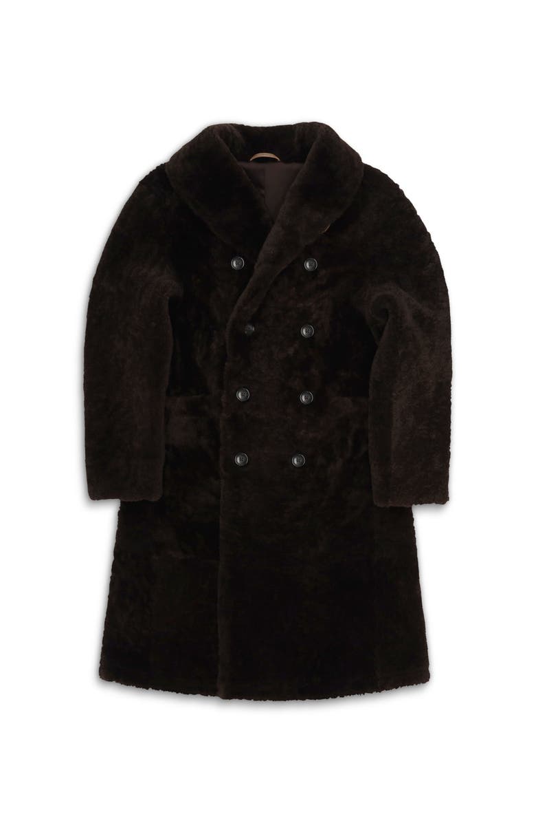 Fortela Perce Shearling Double-Breasted Coat, Main, color, Brown