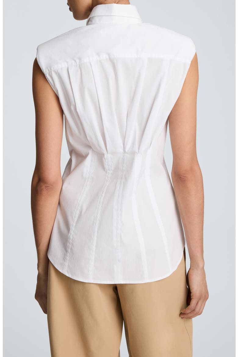 Pleated Button-Up Shirt, Alternate, color, PURE WHITE