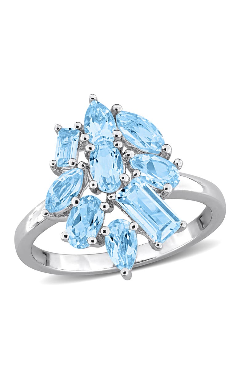 Julianna B. Gemstone Cluster Ring Sterling Silver, Main, color, Sky-Blue Topaz