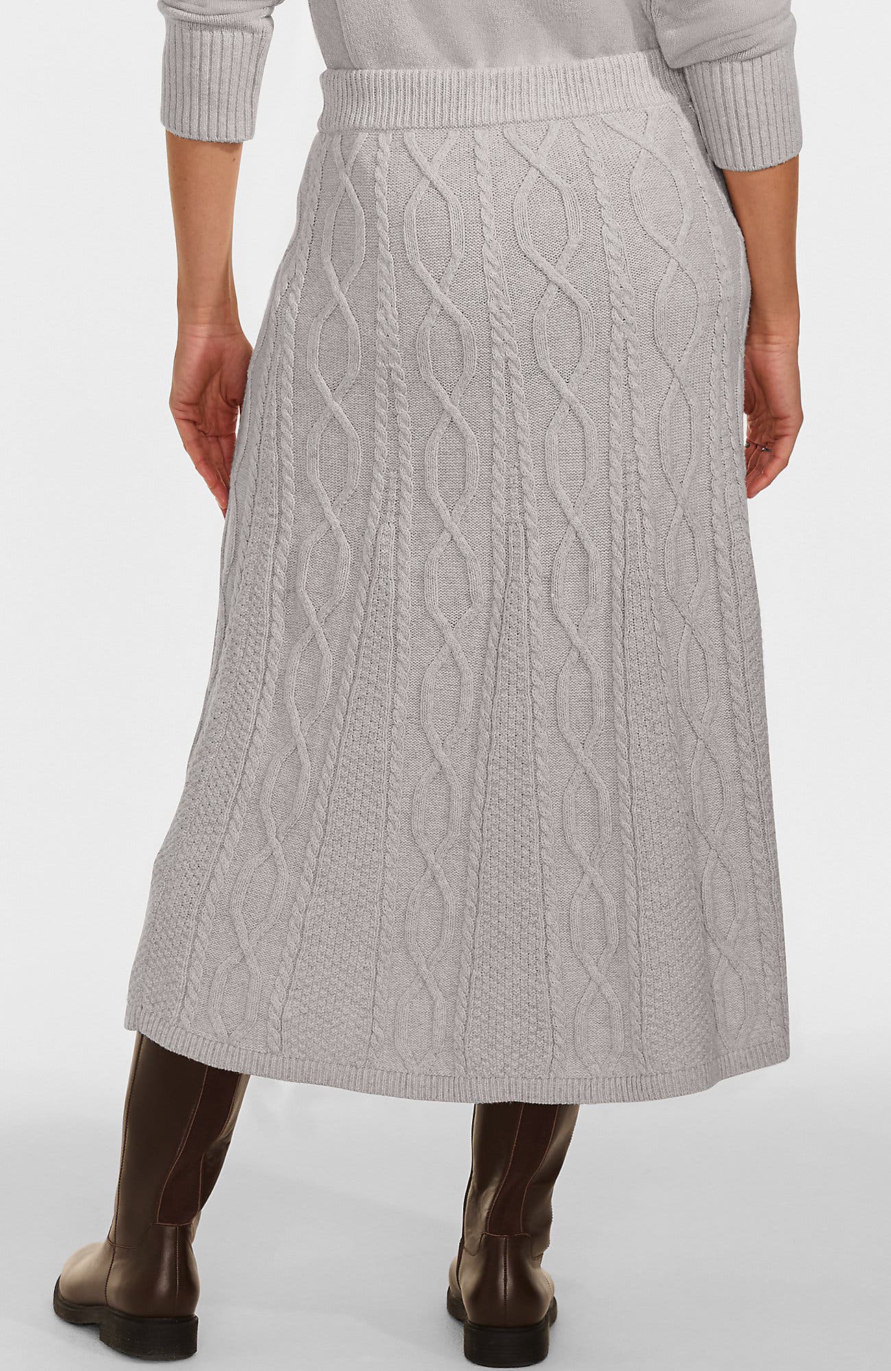 Cozy Lofty Cable Fluted Midi Sweater Skirt - image 2
