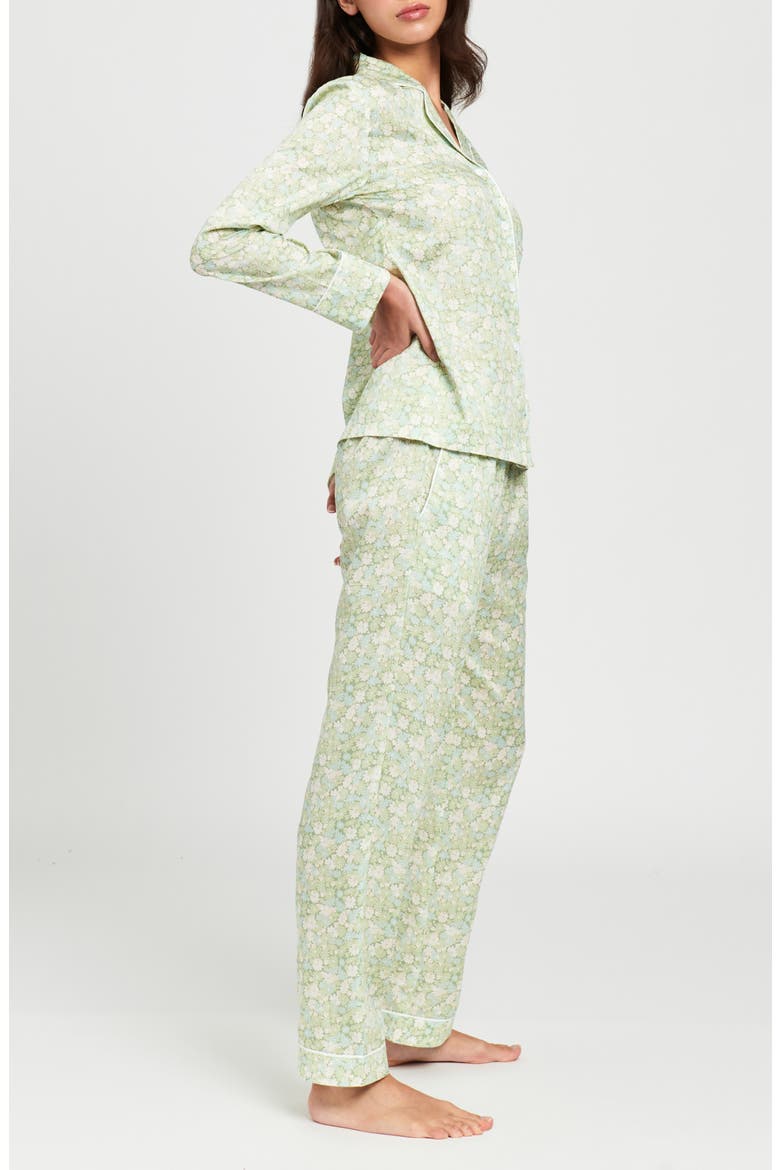 Peppermint Floral Cotton Sateen Pajamas, Alternate, color, GREEN