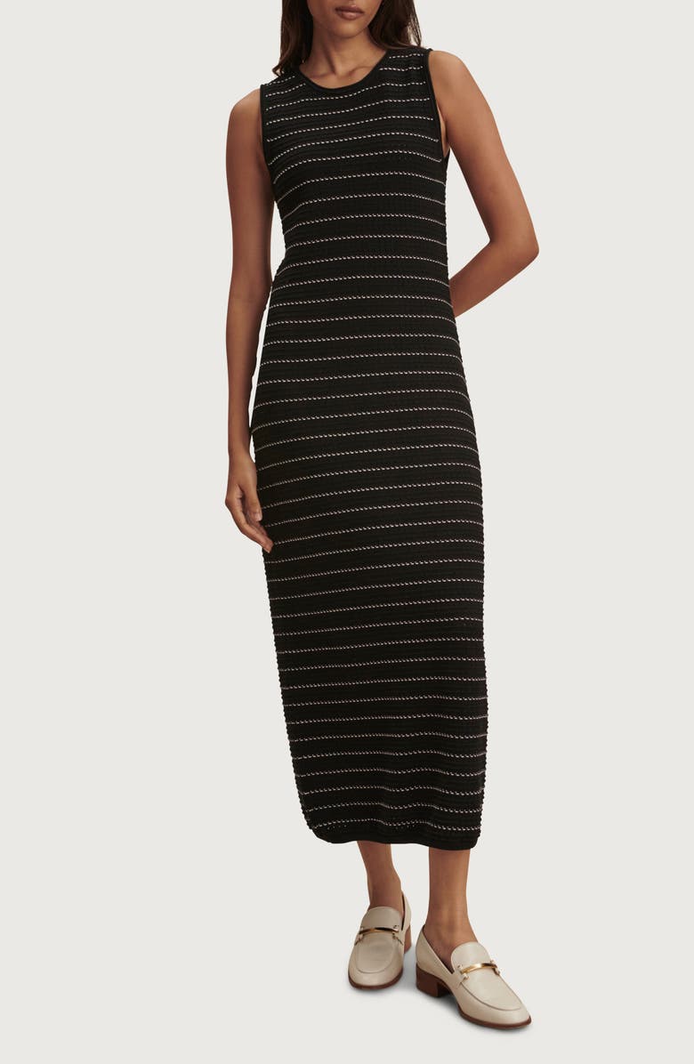 Varley Beesley Stitch Knit Midi Dress, Main, color, Black