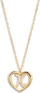 Argento Vivo Sterling Silver Heart Cubic Zirconia Initial Pendant Necklace