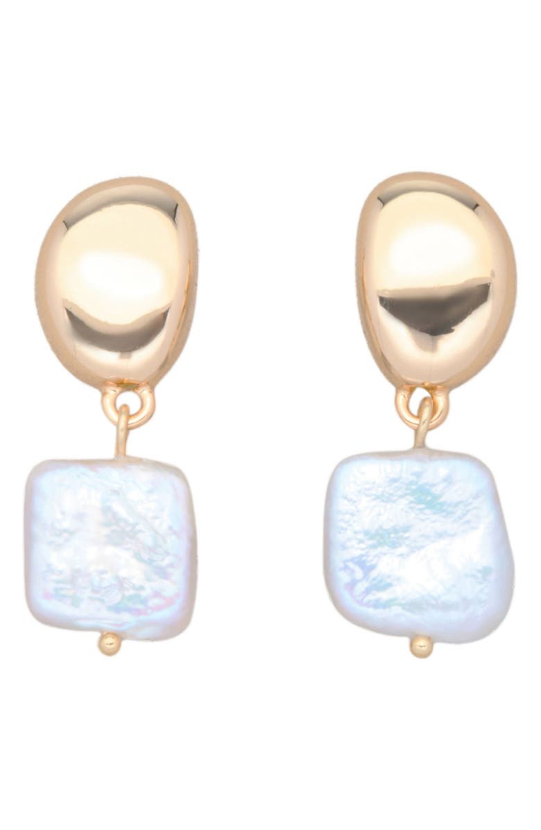 st. Moran Freshwater Pearl Drop Earrings, Main, color, Gold/White
