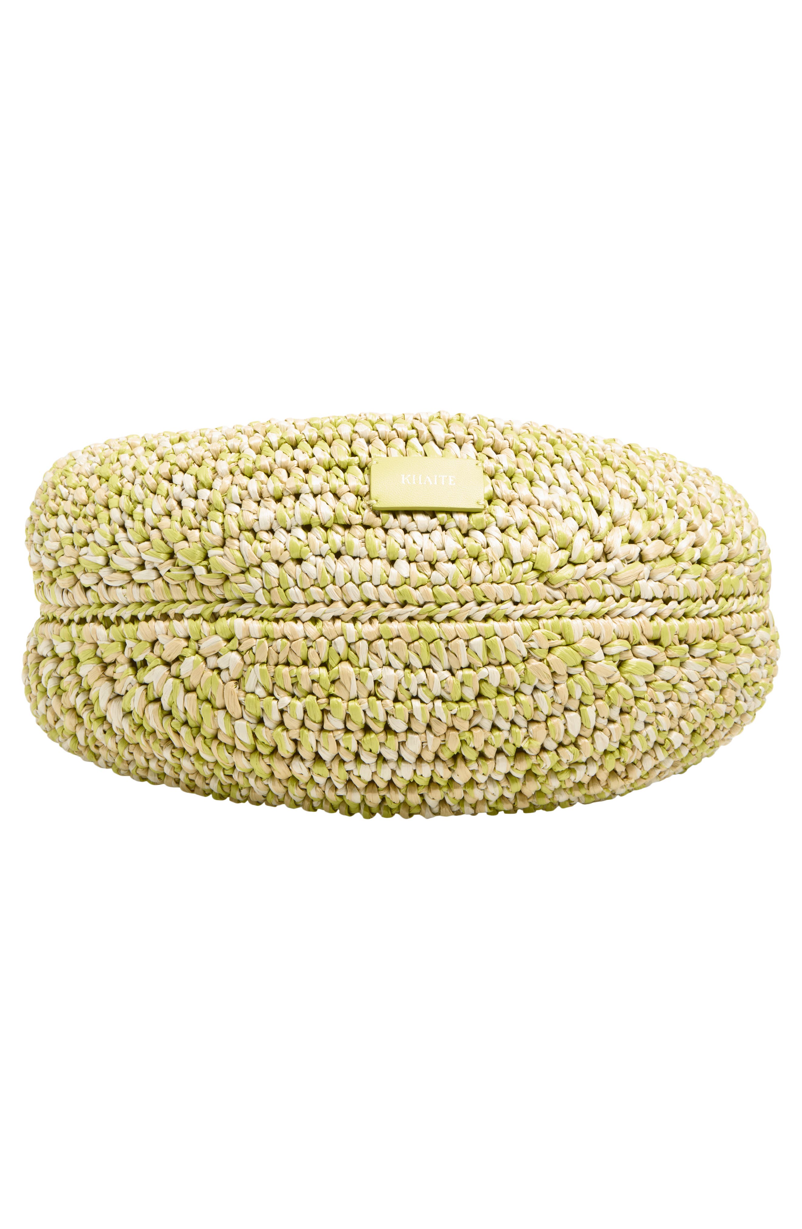 Khaite Medium Olivia Raffia Hobo Bag, Alternate, color, 675 Citron / White