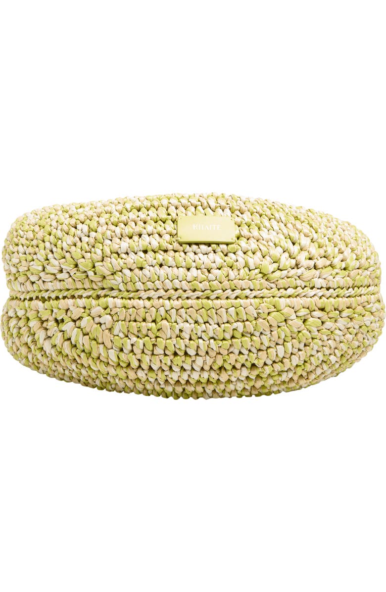 Khaite Medium Olivia Raffia Hobo Bag, Alternate, color, 675 Citron / White