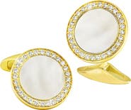 Jan Leslie Mother of Pearl & Diamond 18k Gold Cufflinks