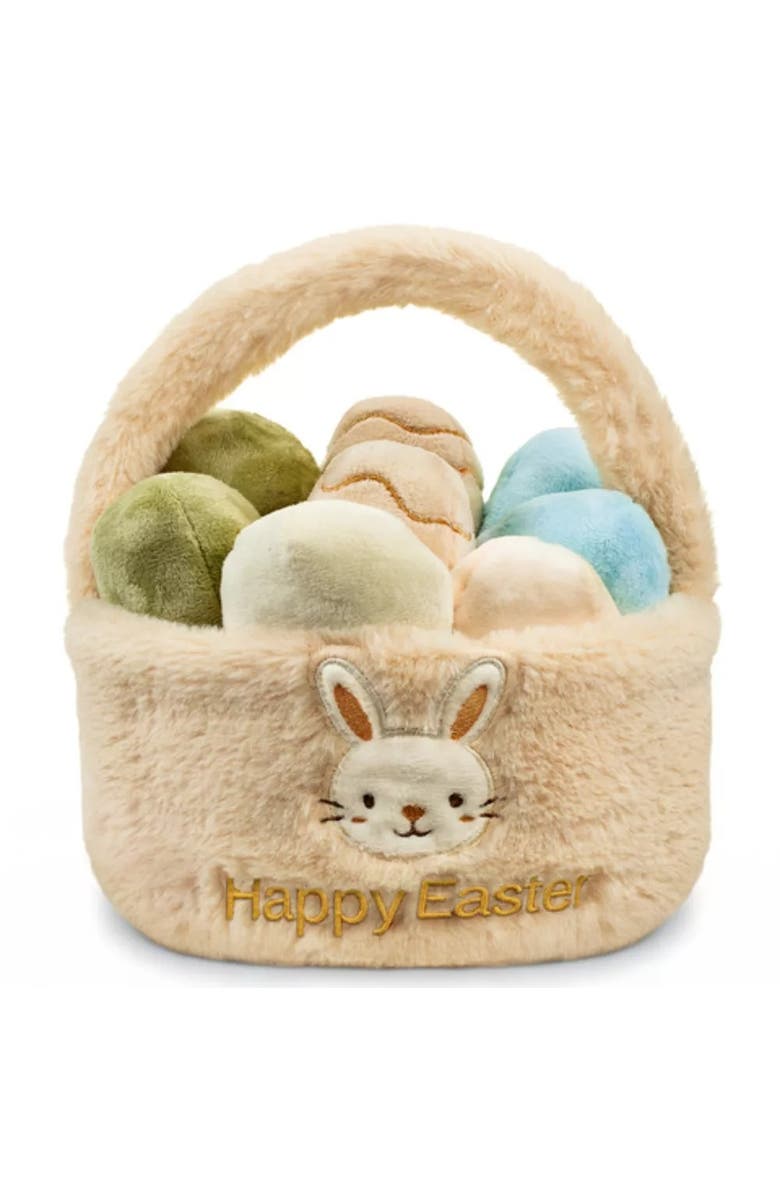 Sperric Easter Plush Egg Basket Toy Set with Bunny Design 11-Piece, Main, color, Multicolor
