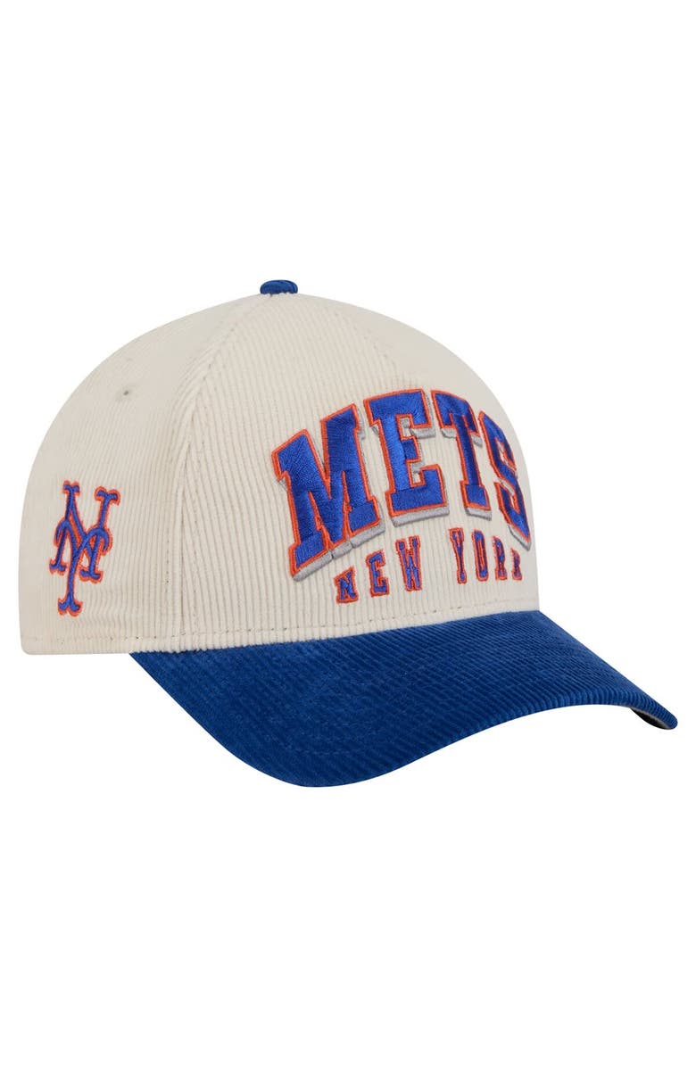 New Era Men's New Era  Cream/Royal New York Mets Sided Corduroy 9FORTY A-Frame Adjustable Hat, Main, color, 