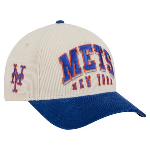 Men's New Era  Cream/Royal New York Mets Sided Corduroy 9FORTY A-Frame Adjustable Hat