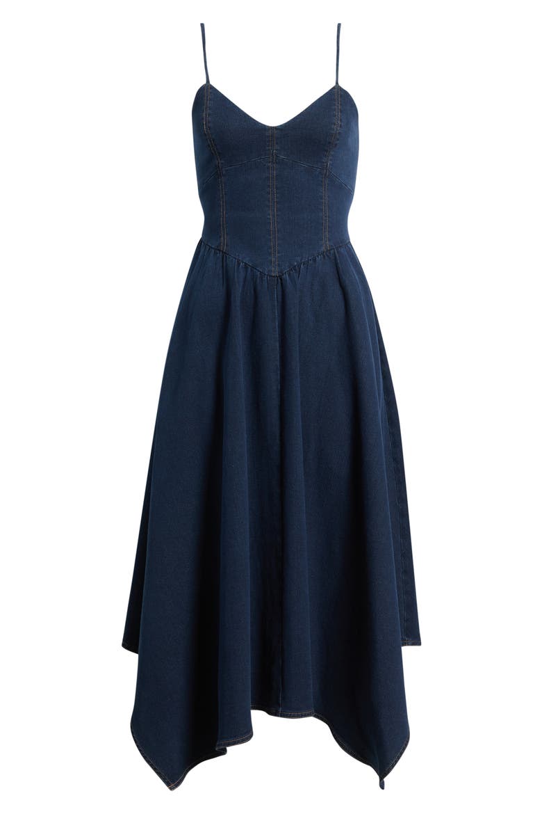 Handkerchief Hem Denim Dress, Alternate, color, INDIGO