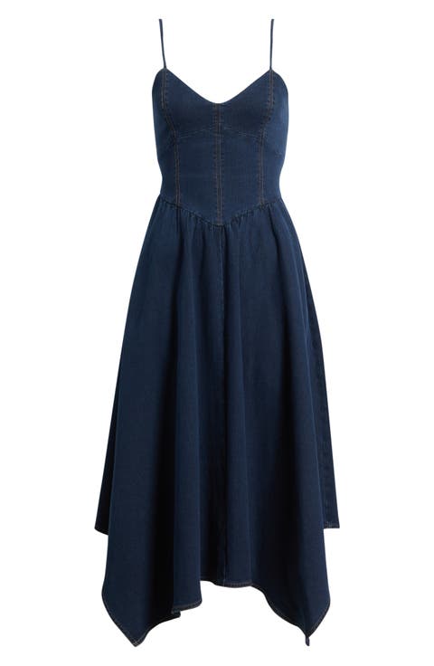 Handkerchief Hem Denim Dress