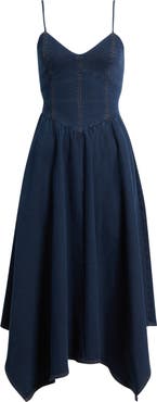MOON RIVER Handkerchief Hem Denim Dress