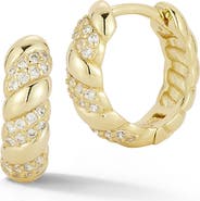 GLAZE JEWELRY Twist Cubic Zirconia Small Hoop Earrings