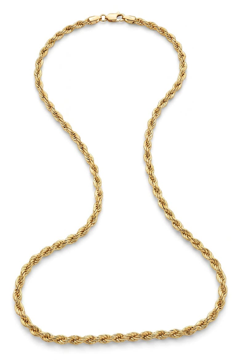Men's Rope Chain Necklace, Main, color, GOLD