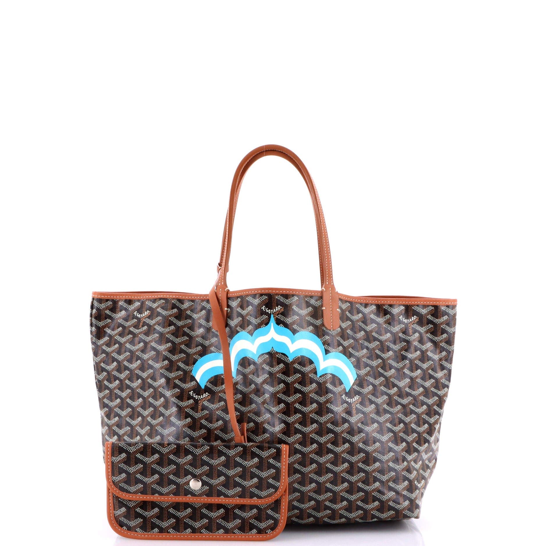 Pre-Owned Goyard Saint Louis Tote Printed Coated Canvas PM, Alternate, color, Brown